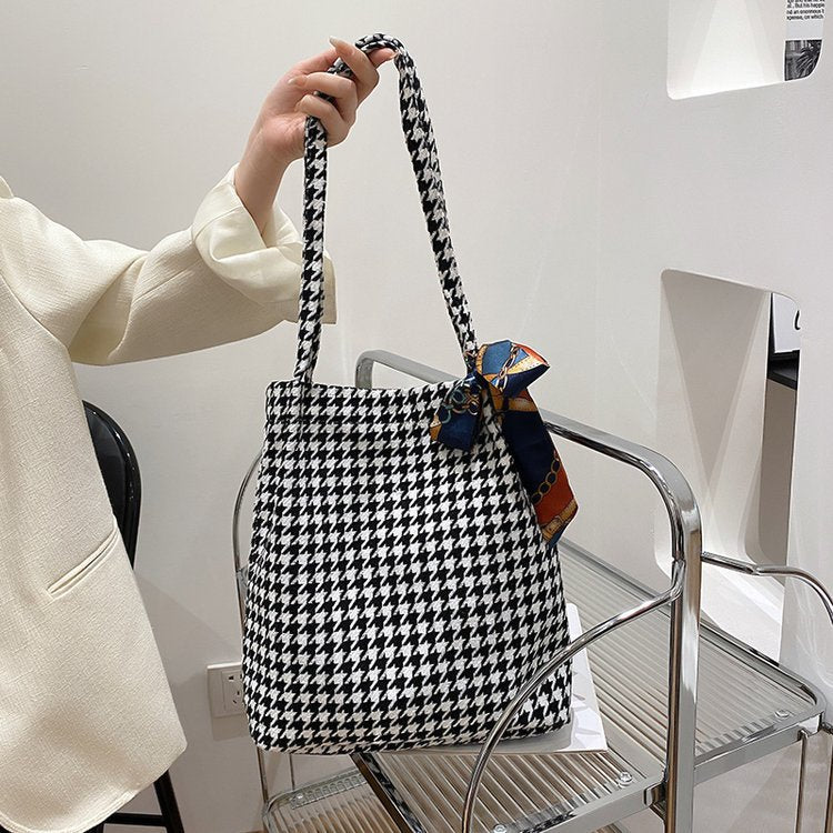 Sac seau en toile à rayures et à finitions en cuir Daydream